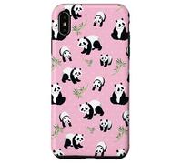 Womens Girls Cute Bamboo & Pink Polka Dot Baby Panda Lover Custodia per iPhone XS Max