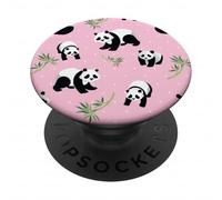 Womens Girls Cute Bamboo & Pink Polka Dot Baby Panda Lover PopSockets PopGrip Adesivo