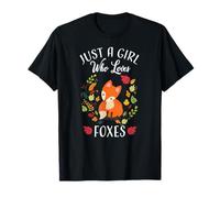Womens Girls Fall Leaves Boho Girl Who Loves Red Fox Lover Maglietta
