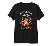 Womens Girls Fall Leaves Boho Girl Who Loves Red Fox Lover Maglietta Premium