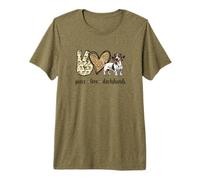 Womens Girls Funny Peace Love Piebald Dachshund Lover Maglietta Premium