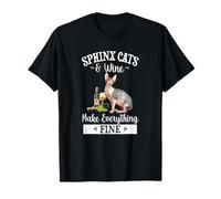 Womens Girls Funny Wine Everything Fine Sphinx Cat Lover Maglietta