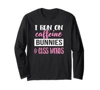 Womens Girls I Run On Bunnies & Caffeine Bunny Lover Maglia a Manica