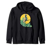 Womens Girls Kid Beautiful Yellow Moon Elegant Peacock Lover Felpa con Cappuccio