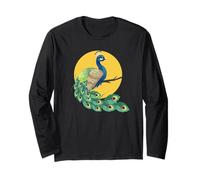 Womens Girls Kid Beautiful Yellow Moon Elegant Peacock Lover Maglia a Manica