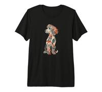 Womens & Girls Multicolored Cute Folk Art Poodle Lover Maglietta Premium