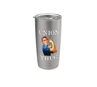Womens Girls Rosie The Riveter Pro Union Thug Bicchiere termico in acciaio inox doppia parete