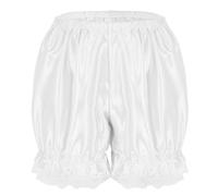Womens Girls Satin Lace Panty Underwear Frilly Knickers Dance Pumpkin Bloomers Shorts Boxer Pants (Color : A-White, Size : Einheitsgre)