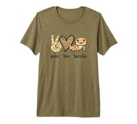 Womens & Girls Tiny Dinosaur Peace Love Bearded Dragon Lover Maglietta Premium