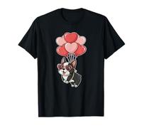 Womens Girls Valentines Day Heart Boston Terrier Dog Lover Maglietta