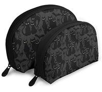 Womens Halloween Cats Eyes On You Astuccio cosmetico da viaggio Impermeabile 2PC Pochette per trucco Pochette per cosmetici e articoli da toeletta Borsa organizer da viaggio portatile Astuccio da to