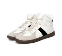 Women's High - Top Sneakers, Warm Faux Fur Lined Casual Shoes with Color Block Design, Comfortable Lace - Up Fashion Sneakers for Winter (Beige-A,43)