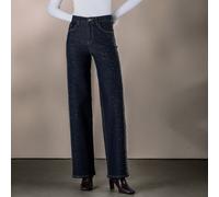 Women's High Waisted Rhinestone Jeans Sparkle Crystal Side Seam Denim Pants Straight Leg Evening Trousers for Party Dazzling Side Embellishments: Features rows of shimmering rhinestones running down t