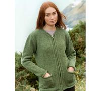 Women's Inishowen Donegal Wool Zip Sage Aran Cardigan