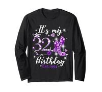 Womens It’s My 32nd Birthday Queen EST 1994 32 Years Old Maglia a Manica