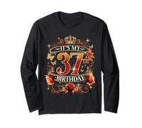 Womens It’s My 37th Birthday Red Rose Crown 37 Years Old Maglia a Manica