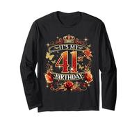 Womens It’s My 41st Birthday Red Rose Crown 41 Years Old Maglia a Manica