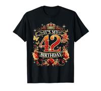 Womens It’s My 42nd Birthday Red Rose Crown 42 Years Old Maglietta
