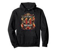 Womens It’s My 44th Birthday Red Rose Crown 44 Years Old Felpa con Cappuccio