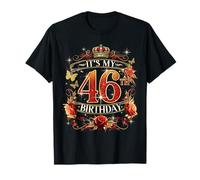 Womens It’s My 46th Birthday Red Rose Crown 46 Years Old Maglietta