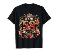 Womens It’s My 58th Birthday Red Rose Crown 58 Years Old Maglietta