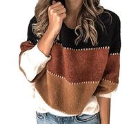 Women's Jumpers Crewneck Sweater Graphic Pullover Basic Knitwear Long Sleeve Loose Fit Shirts Soft Pullover Fall Winter Clothes I-03 (Khaki, S)