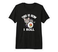 Womens Kawaii Kids How I Roll Sushi Gray Tabby Cat Lover Maglietta Premium