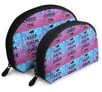 Womens Keep Calm and Cheer On Astuccio cosmetico da viaggio Impermeabile 2PC Pochette per trucco Pochette per cosmetici e articoli da toeletta Borsa da toilette portatile da viaggio per ragazze