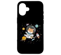 Womens Kids Boys Doge Meme Lover Space Moon Shiba Inu Dog Custodia per iPhone 16