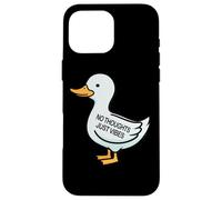 Womens Kids Funny No Thoughts Just Vibes Duck Lover Custodia per iPhone 16 Pro Max