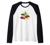 Womens Kids Girls Reading Books Happy Parakeet Lover Maglia con Maniche Raglan