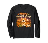 Womens Kids Happy Howl-O-Ween Halloween Welsh Corgi Lover Maglia a Manica