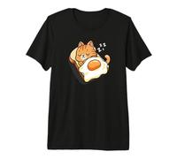 Womens Kids Kawaii Egg Toast Napping Orange Tabby Cat Lover Maglietta Premium