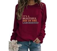 Womens Labor And Delivery Nurse Sweatshirt Retro Letter Print Long Sleeve Crewneck Pullover Lightweight Tops
