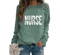 Womens Labor And Delivery Nurse Sweatshirt Retro Letter Print Long Sleeve Crewneck Pullover Lightweight Tops