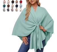 Womens Large Cross Front Poncho Sweater Wrap, Consolidateh Sweater, Elegant Shawl Wraps, for Spring Fall Winter (Light Green,One size)