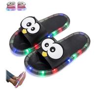Women's LED Light up Slipper,Big Eyes Comfort Light-Up Sandal for Indoor House,Open Toe Outdoor Non Slip Slipper (Black, Adulto, Donna, 38, Numero (range), Sistema Taglie Calzature EU, 39, Media)