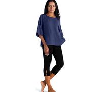 Women's Linen 2 Piece Set Casual Crew Neck 3/4 Sleeve Top And Capri Leggings for Beach Vacation