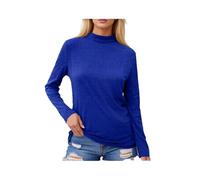Women's Long Sleeve Mock Neck T-Shirt Solid Color Basic Top Casual Slim Fit Tee Soft Stretch Fabric Fall Winter Layering Piece for Daily Wear