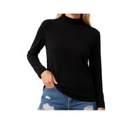 Women's Long Sleeve Mock Neck T-Shirt Solid Color Basic Top Casual Slim Fit Tee Soft Stretch Fabric Fall Winter Layering Piece for Daily Wear