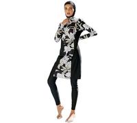 Womens Long Wetsuit - Muslim Women Oversized Swimsuit Conservative Swimsuit Long Sleeve Trousers Swim cap Three Piece Swimsuit (Black, XL)