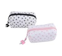 Womens Makeup Bag, Bow Pouch Smooth Zipper 2 Pieces, Smooth Zipper Cute Organizers Aesthetic Pouch Purse For Women Girls Kids Beauty Toiletry School Supplies