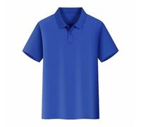Womens Mens Polo Shirt Short Sleeve Button Front Solid Colour Work Casual Tee Breathable Lapel Top Smart Daily Office Outdoor Summer Wear, 04-Blue, 3XL