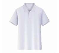 Womens Mens Polo Shirt Short Sleeve Button Front Solid Colour Work Casual Tee Breathable Lapel Top Smart Daily Office Outdoor Summer Wear, 01-White, L