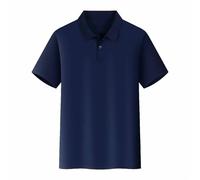Womens Mens Polo Shirt Short Sleeve Button Front Solid Colour Work Casual Tee Breathable Lapel Top Smart Daily Office Outdoor Summer Wear, 05-Navy, 3XL