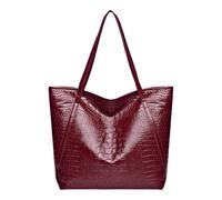 Women's Mesh Beach Tote Soft Fashion Leather Large Capacity Casual Simple Shoulder Bag 2026(Wine)