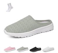 Women's Mesh Knit Mule Sneakers,Slip-on Backless Walking Shoes,Lightweight Breathable Casual Slippers for Daily Wear(Grey,45 EU)