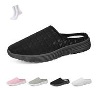 Women's Mesh Knit Mule Sneakers,Slip-on Backless Walking Shoes,Lightweight Breathable Casual Slippers for Daily Wear(Black,36 EU)