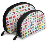 Womens Modern Flags of The World Borse cosmetiche da viaggio Impermeabile 2PC Pochette trucco Pochette per cosmetici e articoli da toeletta Organizer Borsa da viaggio portatile Borsa da toilette per