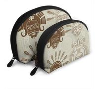 Womens Native American Mask Stencil and Stroke Variant Borse cosmetiche da viaggio Pochette trucco impermeabile 2PC Borsa organizer per cosmetici e articoli da toeletta Borsa da toilette da viaggio